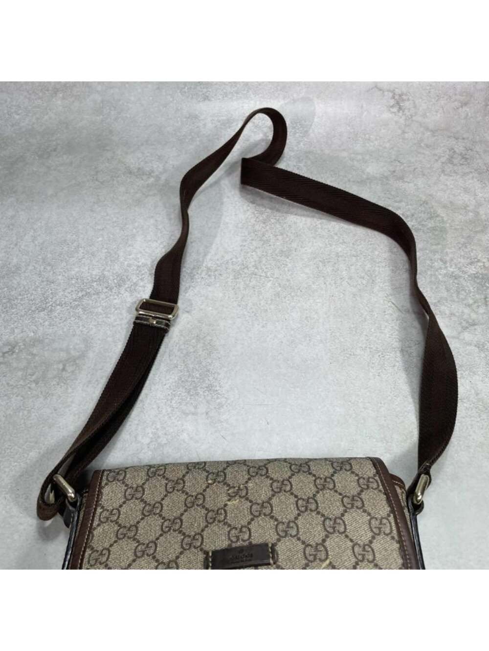 Gucci GG Shoulder Bag Brown Beige Leather Logo - Picture 4 of 10